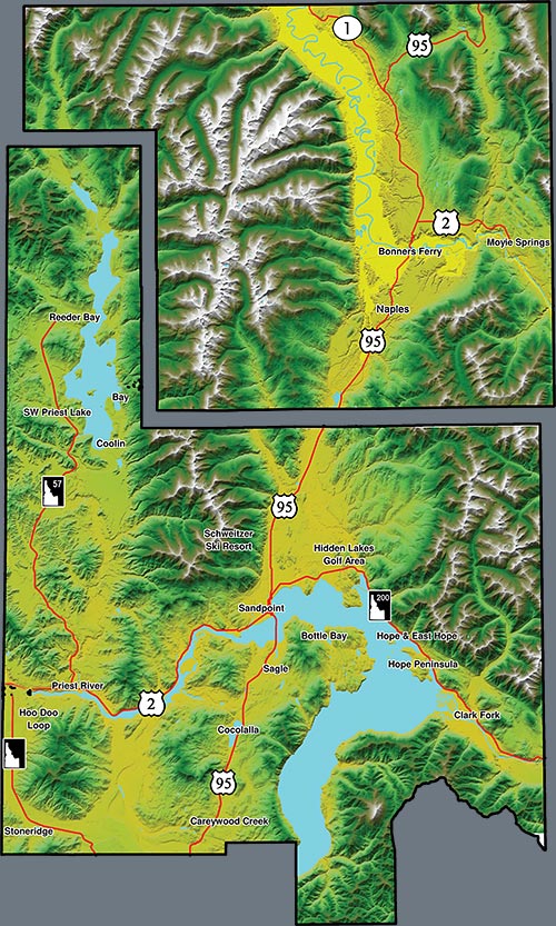 Bonner County and Boundary County Map